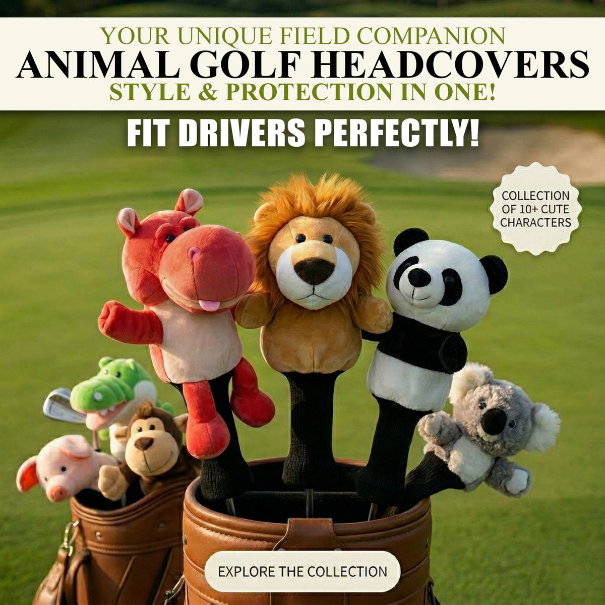 Funny Monkey Plush Golf Driver Headcover - Cute Animal Club Protector 11.5"