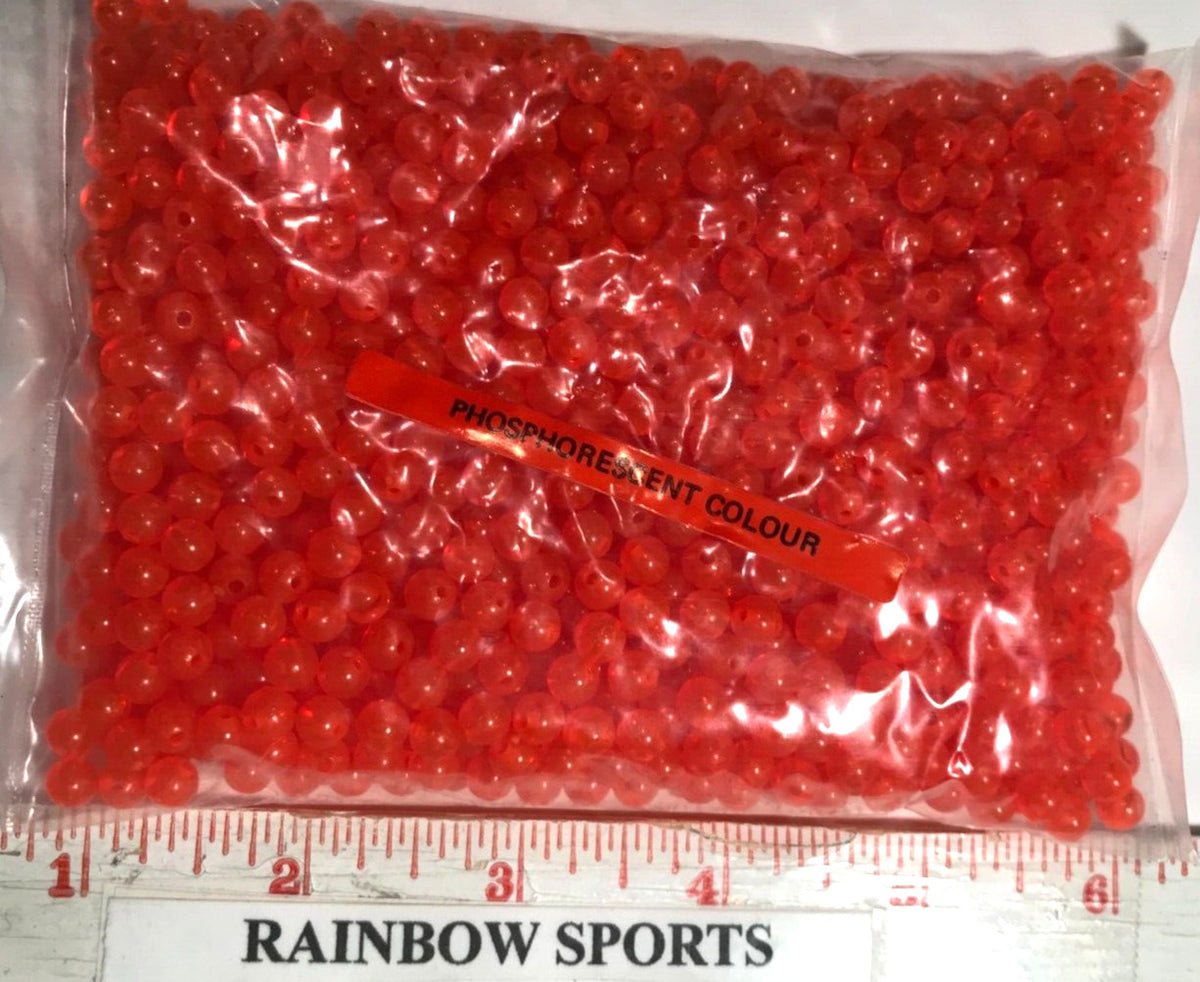 Plastic 6mm Orange Fishing Beads - 1000 Pack for Worm Harness & Lure Tackle