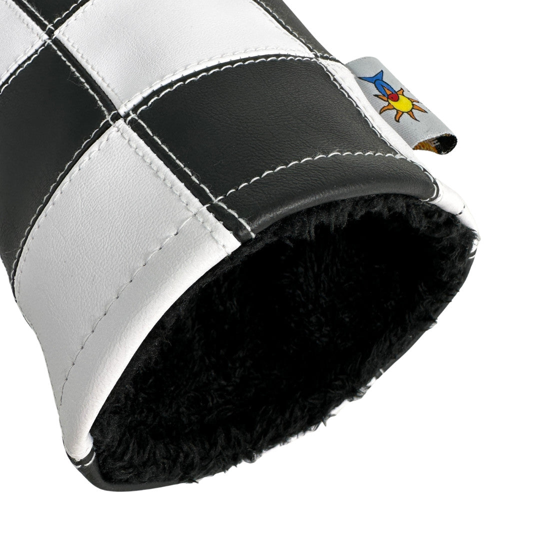 Checkered Golf Driver Headcover - Hand-Stitched Synthetic Leather, Snug Fit