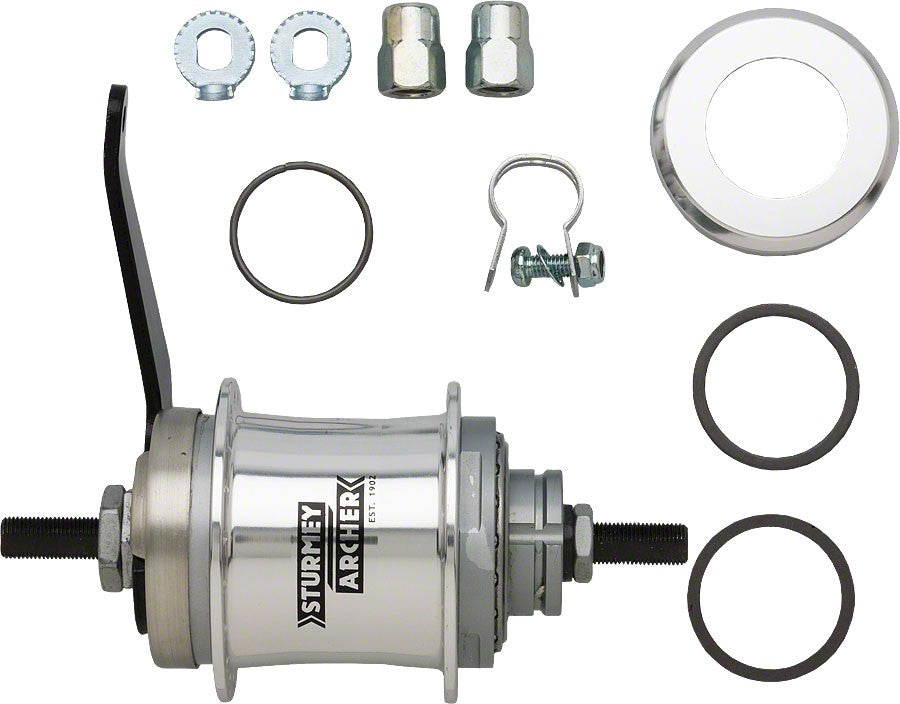 Sturmey-Archer 2-Speed Kick-Shift Bicycle Hub Kit 36h 116mm Silver Coaster Brake