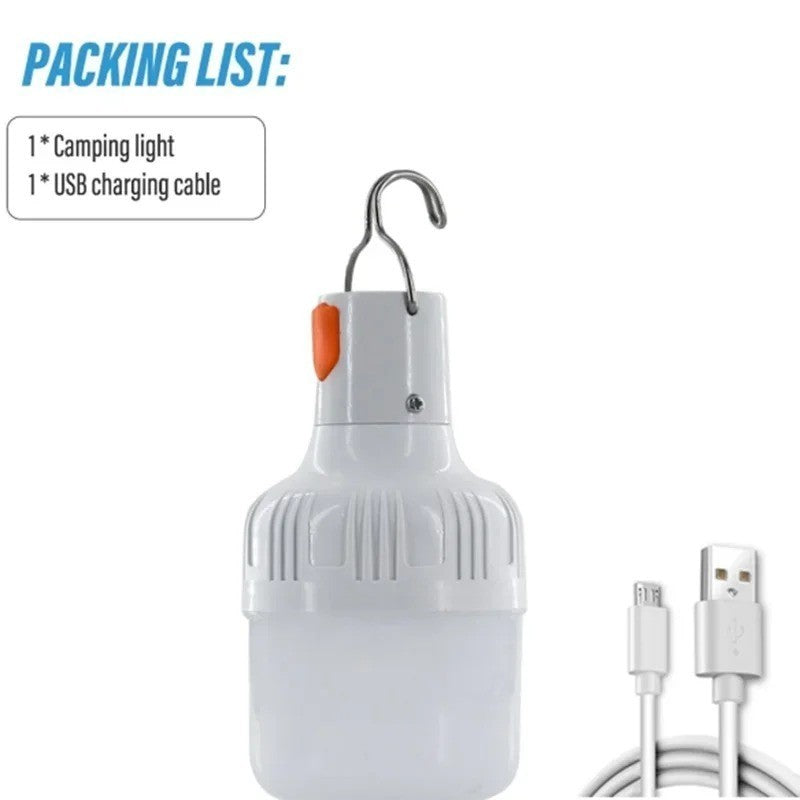 60W USB Rechargeable LED Camping Lantern - Portable Emergency Light with Hook