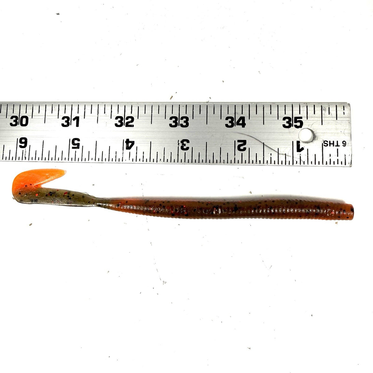 6-Inch Hand Poured Plastic Worm with Topple Tail - Turbo Craw Color