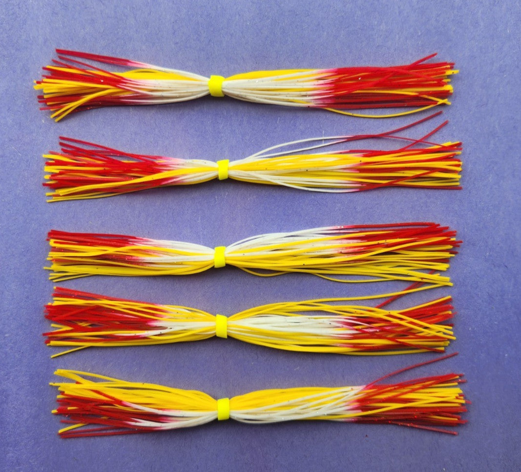 Silicone Fishing Skirts White Chart Red Chart Tip 5-Inch Spinnerbait Buzz Jig