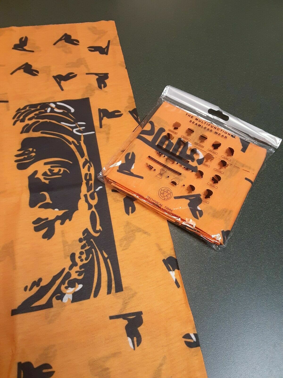 Unisex Balaclava Face Mask with Neck Gaiter for Outdoor Sports - Orange & Black