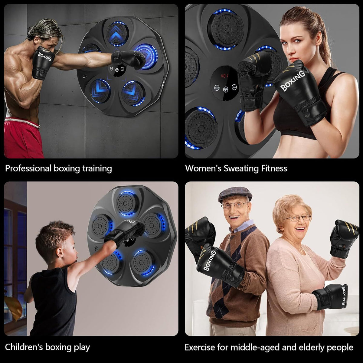 Music Boxing Machine with Boxing Gloves Wall Mount Bluetooth Trainer