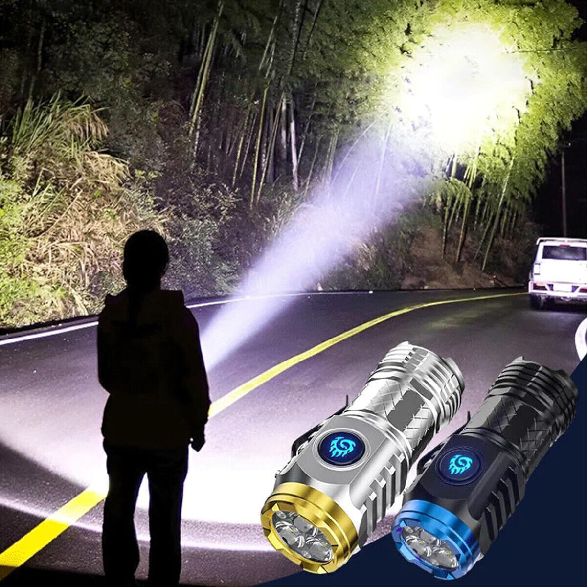 Mini Waterproof Rechargeable LED Flashlight - Compact Camping Light with Magnetic Clip