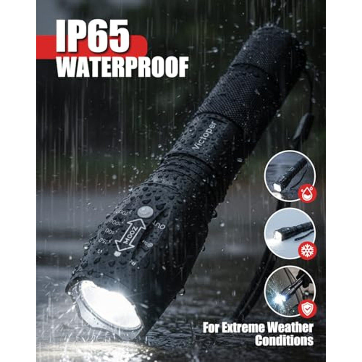 Bright Tactical LED Flashlight 2 Pack Waterproof High Lumens 5 Modes