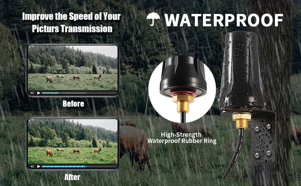 Cellular Signal Booster Antenna for Trail Cameras - 4G LTE, Omni-Directional, 10ft Cable