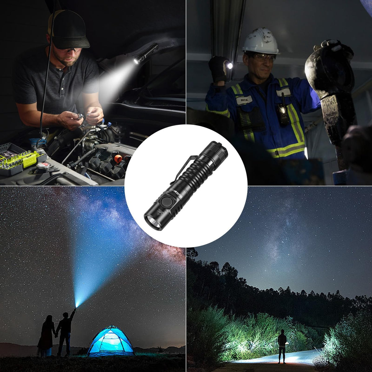 Rechargeable LED Flashlight 1200LM Waterproof IP68 with Magnetic Tail