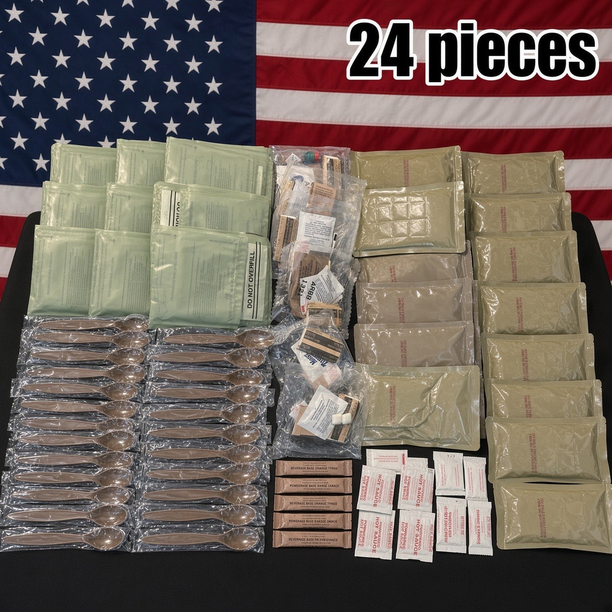Emergency Meal Kit with 12-24 Pack Meals, Utensils & Accessories