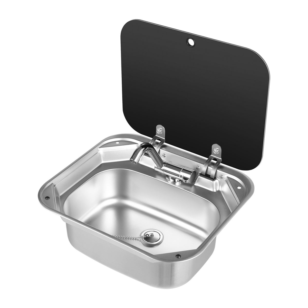 RV Caravan Stainless Steel Hand Wash Basin with Lid and Faucet
