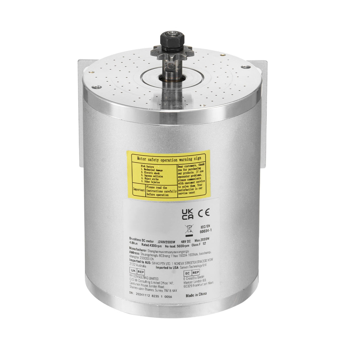 48V 2000W Brushless DC Motor Kit for Electric Bikes and Scooters
