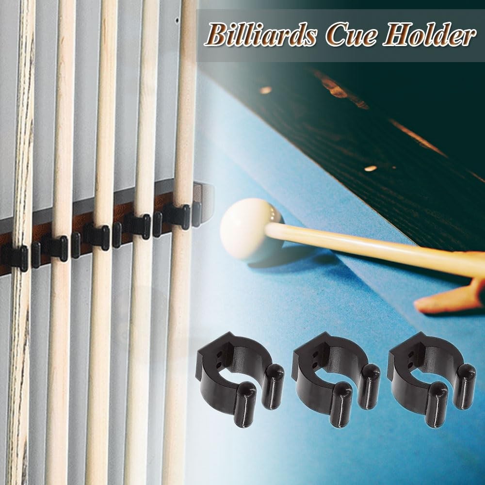 Pool Cue Holder 10Pcs - Plastic Wall Mounted Clips for Cues & Fishing Rods