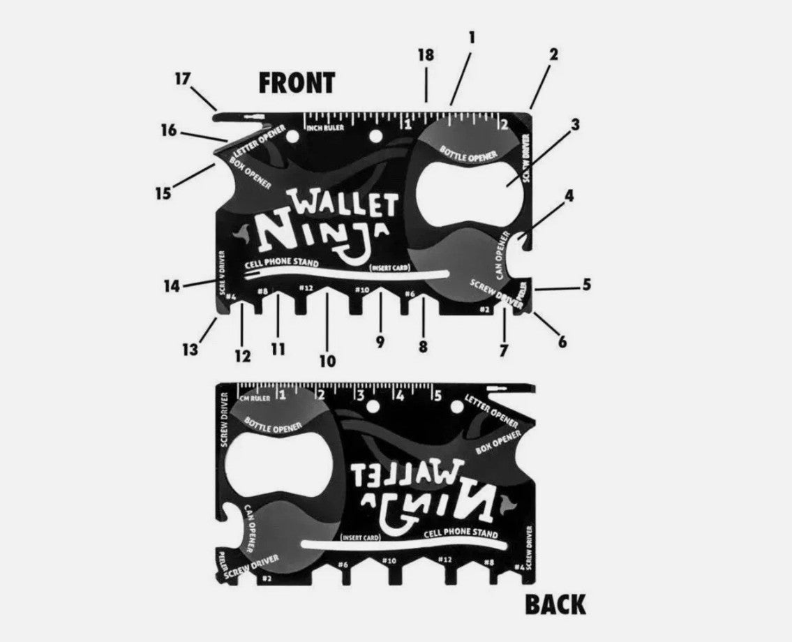 Wallet Ninja 18-in-1 Credit Card Multitool in Black