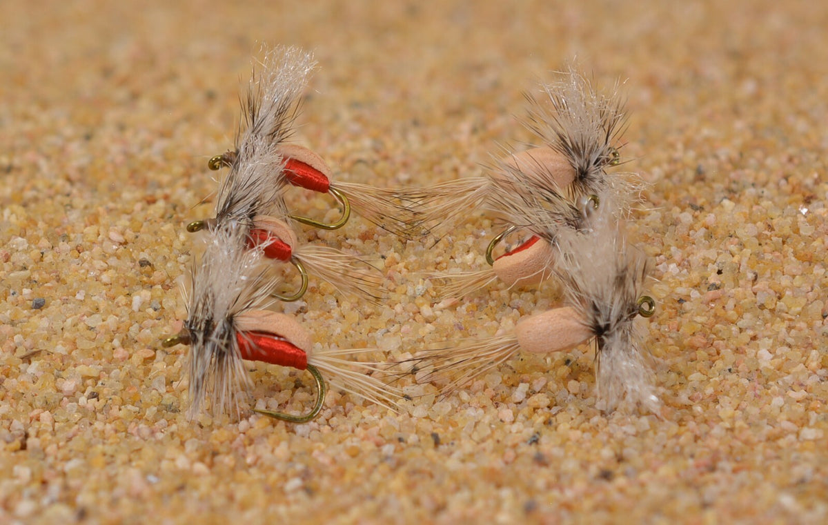 Red Foam Fishing Flies Set with Mustad Signature Hooks - Assorted Sizes
