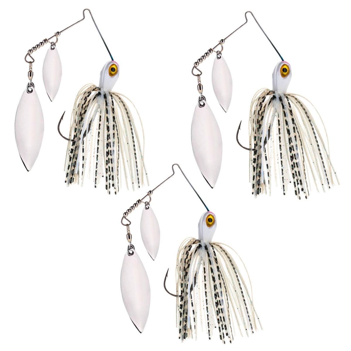 Spinnerbait Fishing Lure 3-Pack Double Willow Blade Bass Tackle Set