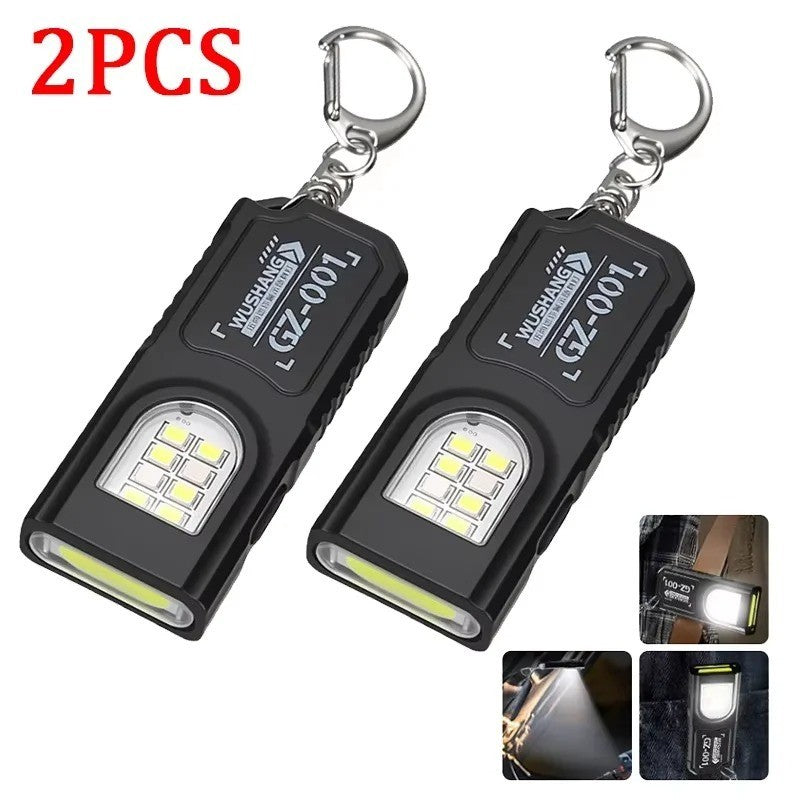 Mini LED Keychain Flashlight USB Rechargeable Waterproof EDC SOS Light