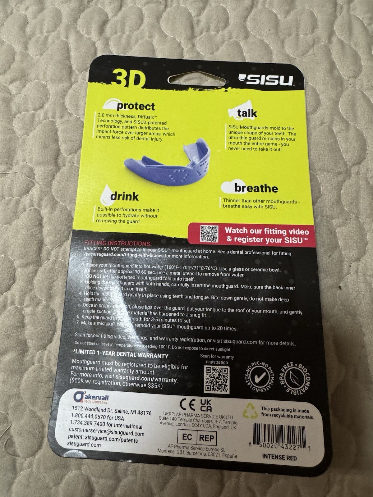 Adult Custom-Fit Sports Mouthguard - Thin 2.0mm, Intense Red, Re-moldable