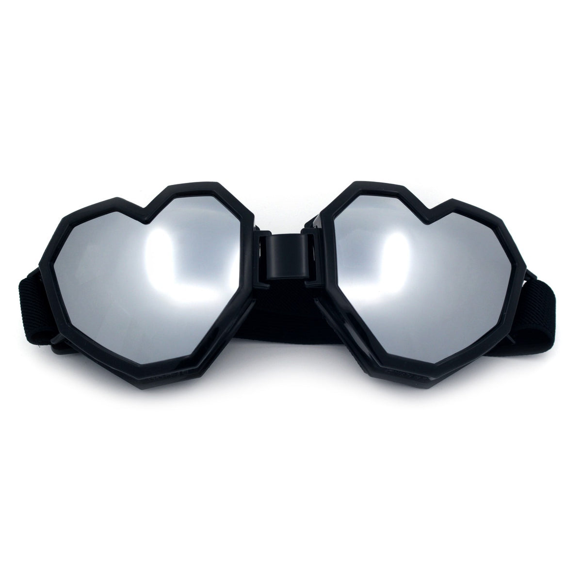 Heart Shaped Goggle Sunglasses with Mirror Lenses - Festival & Cosplay Accessory