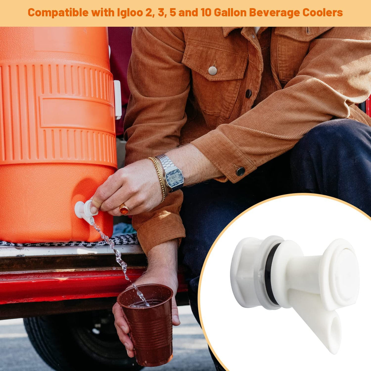 Cooler Spigot Replacement for Igloo 2 3 5 10-Gallon Coolers - Food-Grade, Leak-Proof