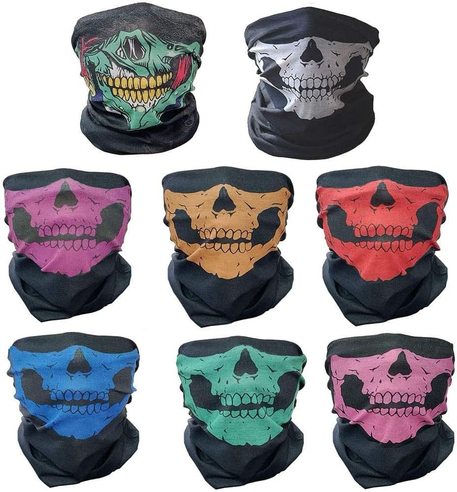 8 Pcs Skull Face Mask Balaclava Ghost Bandana for Motorcycle Biking & Outdoor Sports