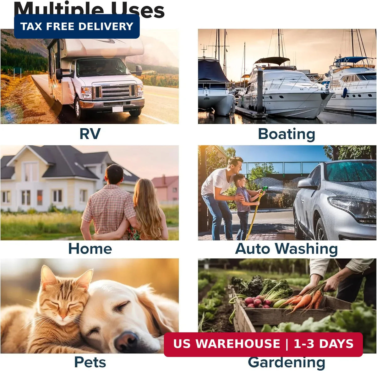 50 Ft RV Drinking Water Hose - Lead-Free, BPA-Free, Reinforced PVC