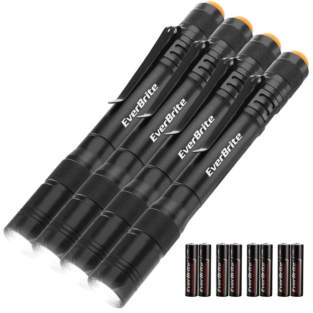 LED Pen Light Flashlight 4 Pack Aluminum Pocket Torch with Batteries