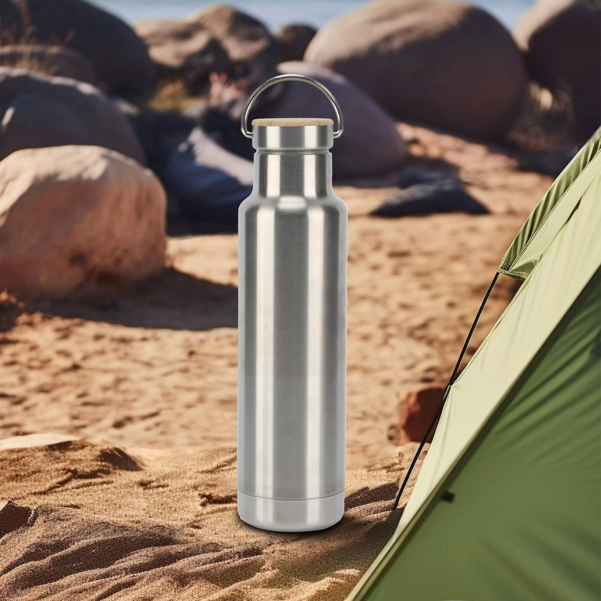Stainless Steel and Bamboo Bottle Cap Compatible with Klean Kanteen Narrow Mouth