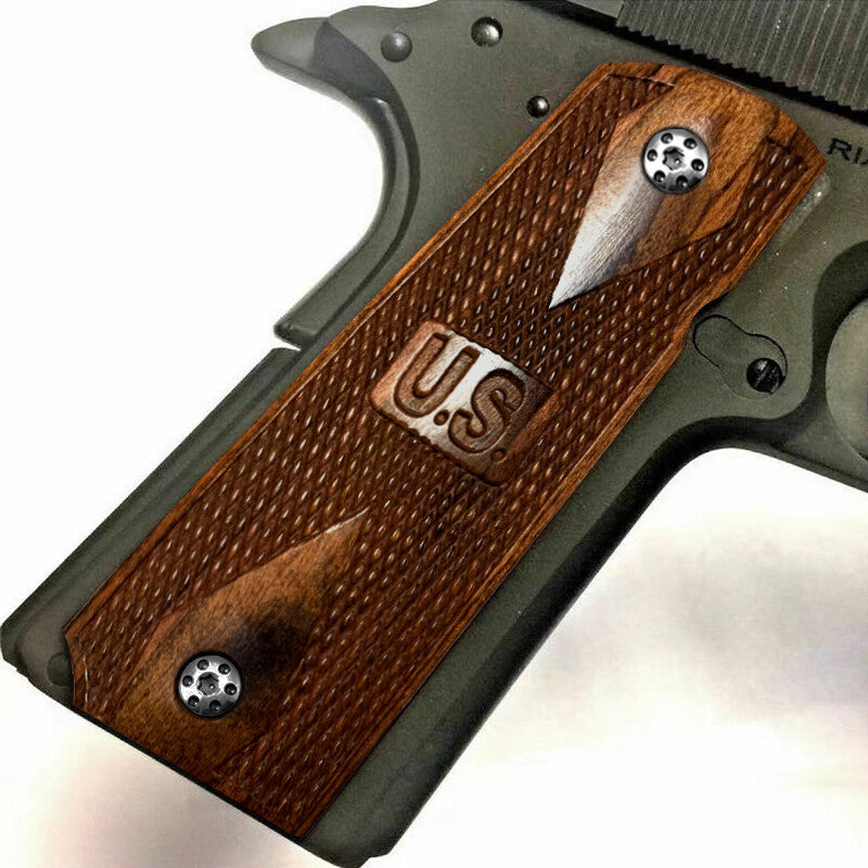 1911 Full Size Wooden Grip with U.S. Embossed Logo for Springfield Colt 1911