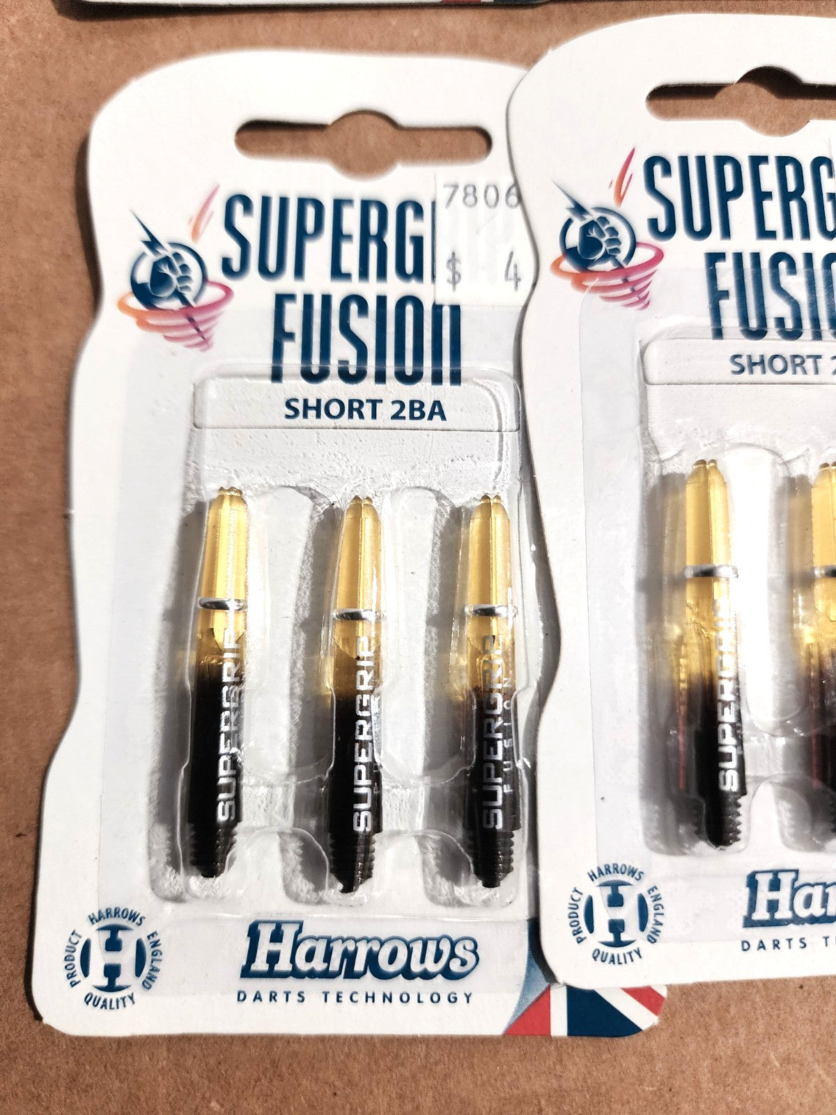 Harrows Short Fusion 2BA Supergrip Yellow/Black Shafts – Lot of 9