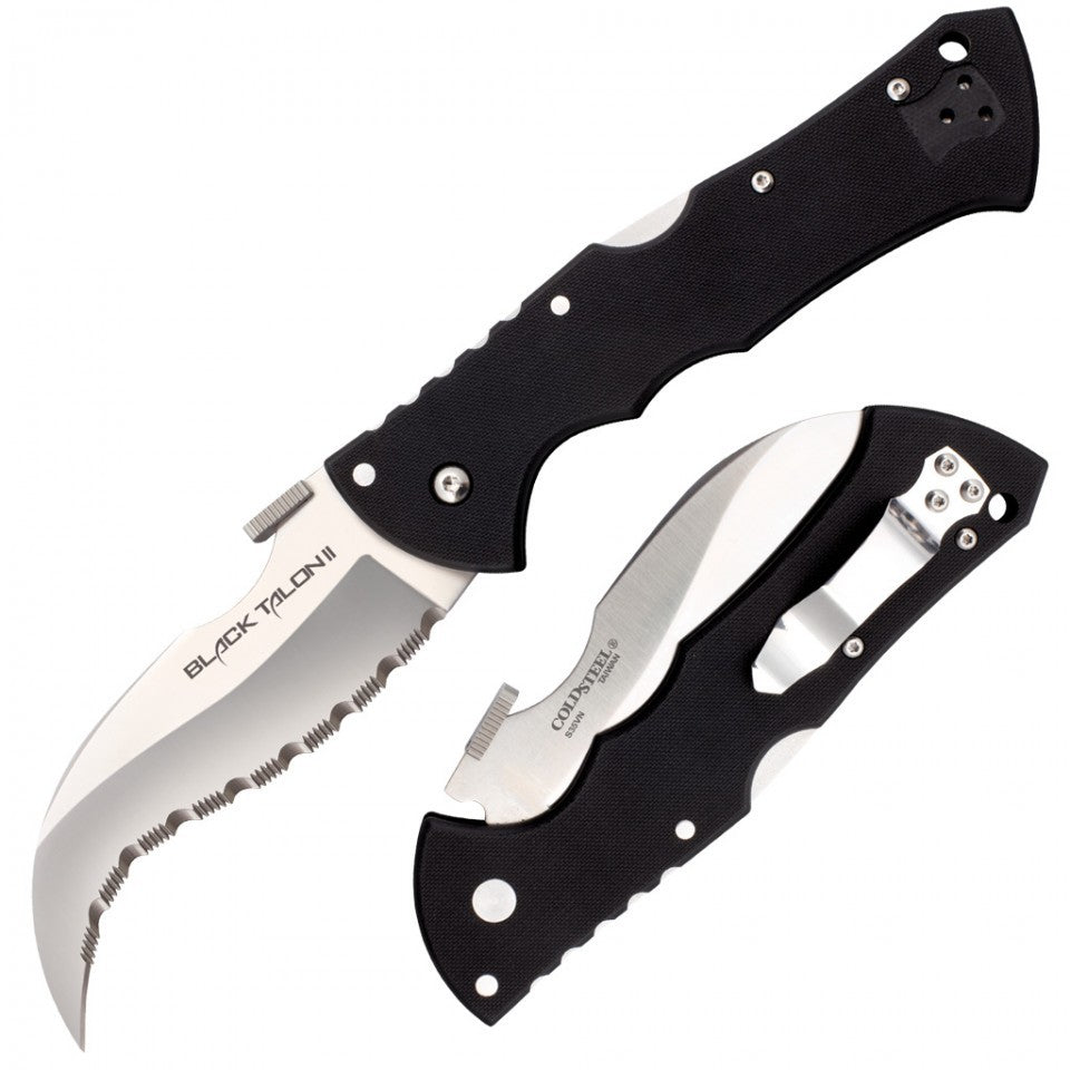 Cold Steel Black Talon 4-Inch Serrated Folding Knife with G-10 Handle