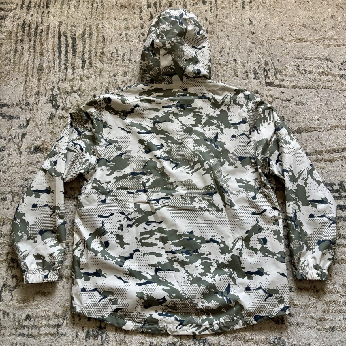 Men's Waterproof Rain Jacket with Breathable Mesh Lining - Moss Camo, Windproof, Small