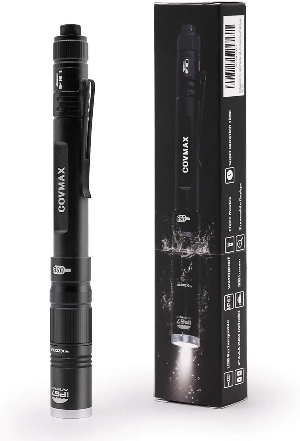 Rechargeable Waterproof LED Penlight with Zoom and 3 Modes