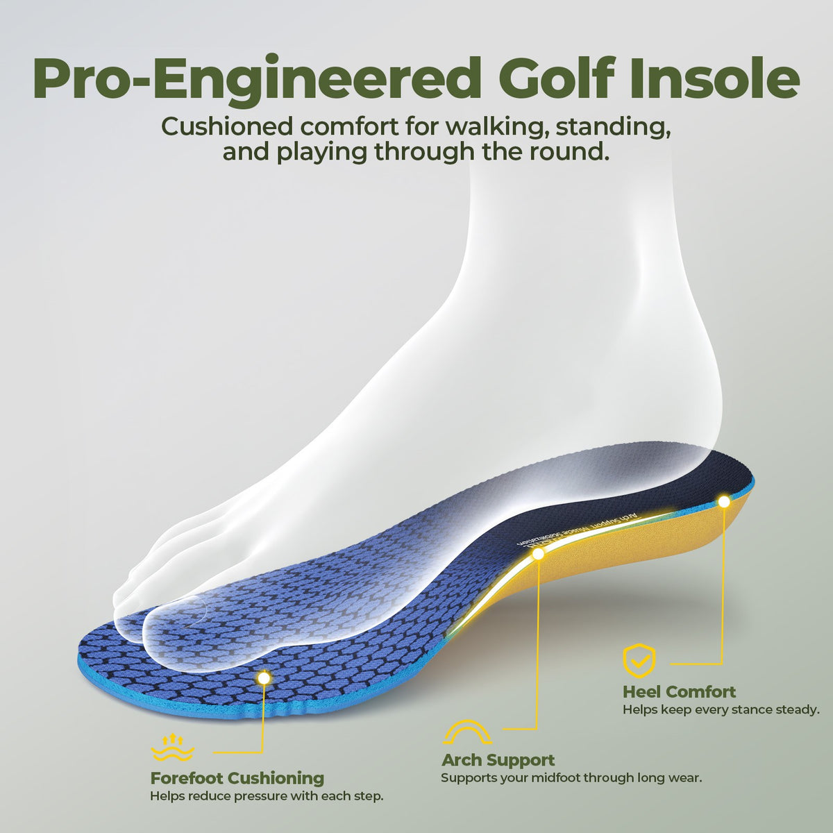 Water Resistant Men's Wide Golf Shoes with Arch Support - Spikeless Performance