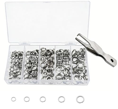 Heavy Duty Stainless Steel Fishing Split Rings Kit - 5 Sizes, 250pcs