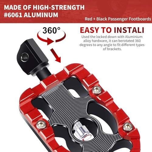 Universal 10mm Motorcycle Foot Pegs for Harley Chopper Bobber - Red