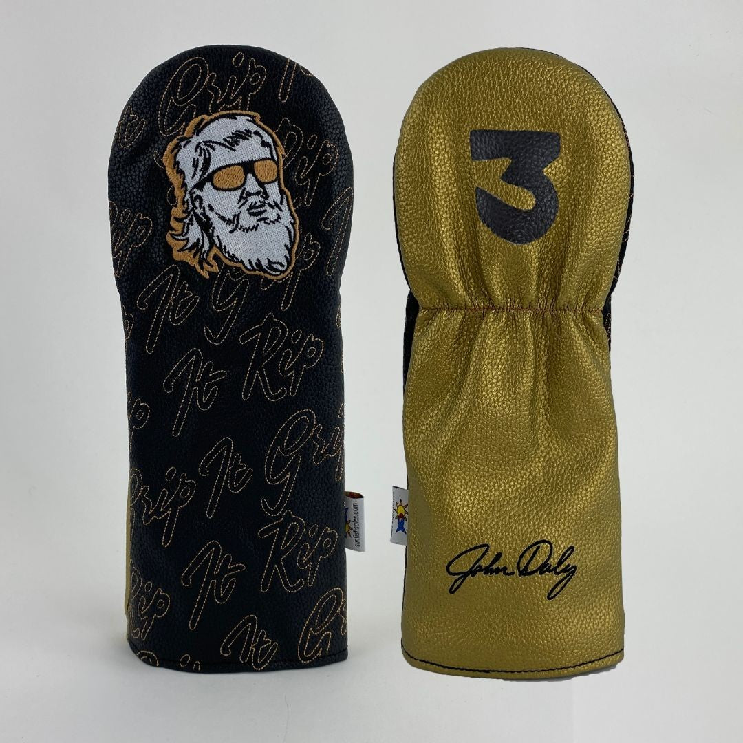 Golf Club Headcover for Fairway Woods - Sunfish John Daly Style Black & Gold
