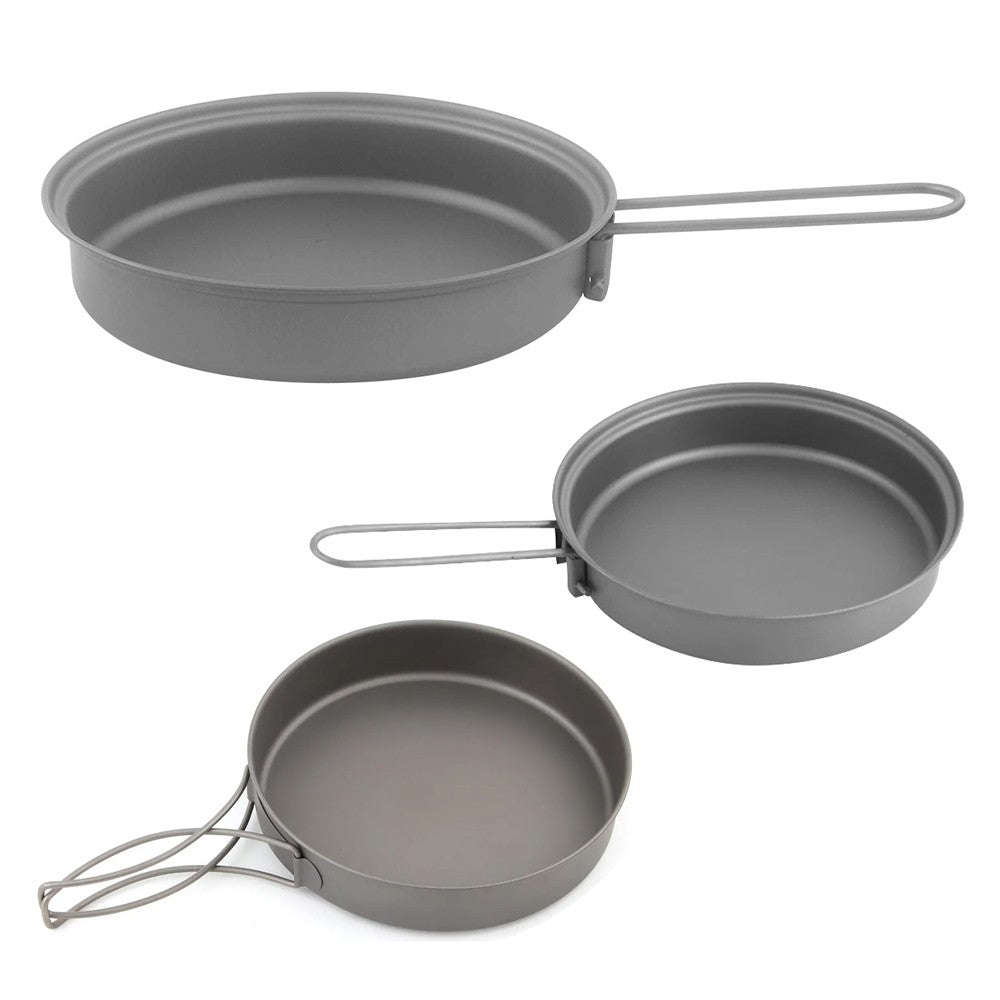 Lightweight Titanium Frying Pan with Foldable Handle for Camping and Outdoor Cooking