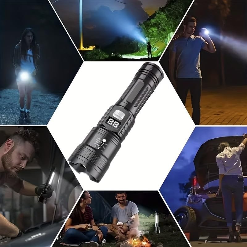 Rechargeable LED Tactical Flashlight - Super Bright Work Light, 2 Pack