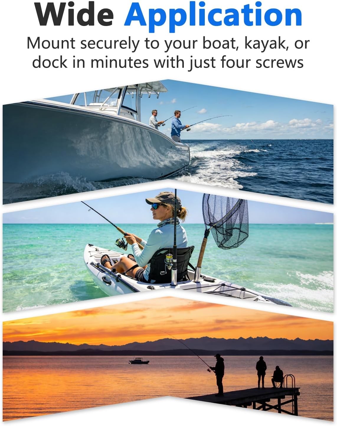 Stainless Steel Boat Fishing Rod Holder 360° Rotation Adjustable Support