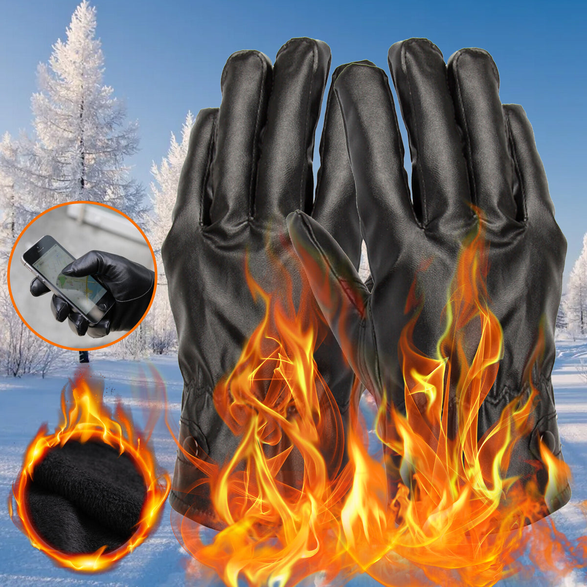 30℃ Waterproof Winter Ski & Motorcycle Gloves with Touch Screen & Windproof Feature