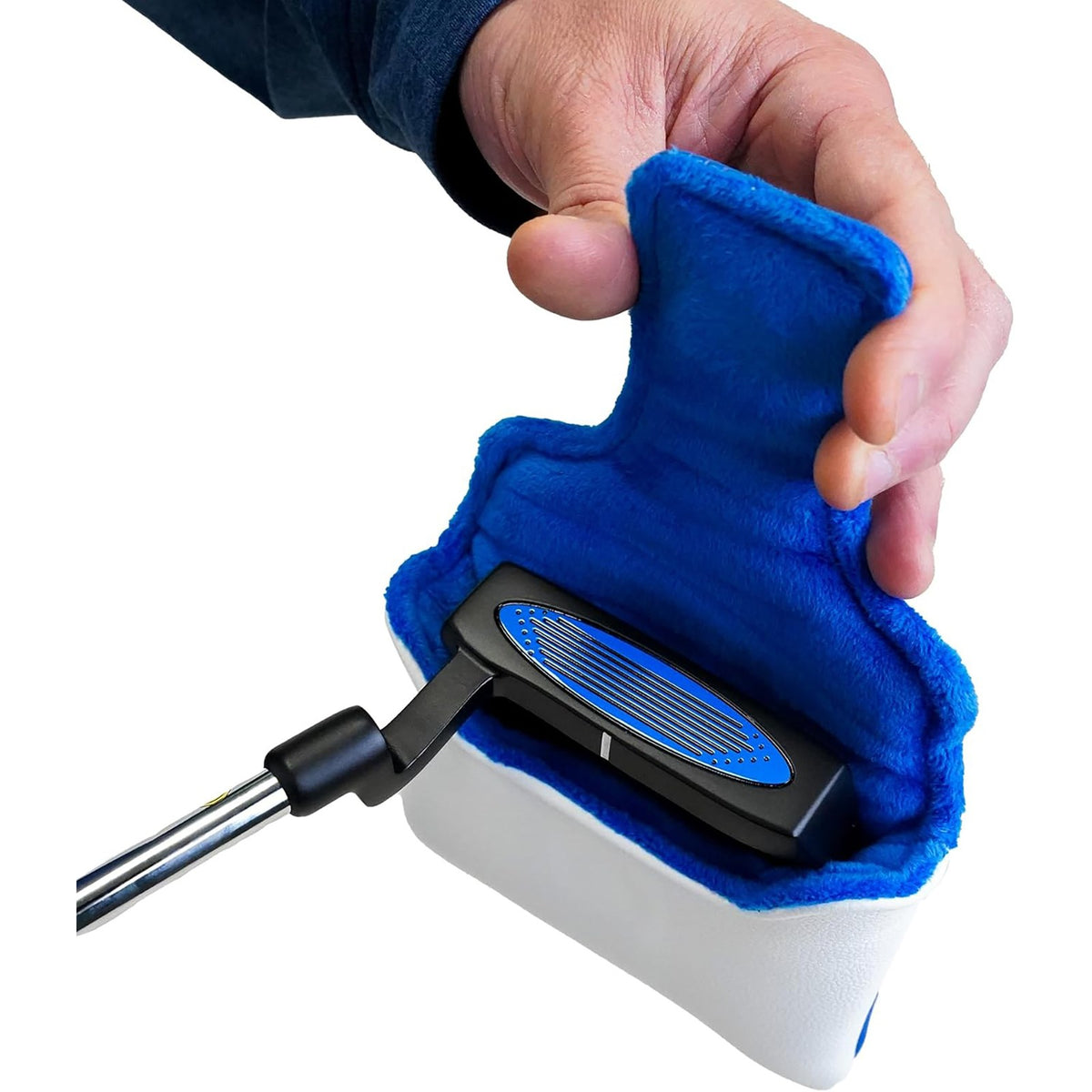 Golf Mallet Putters Headcover - Durable Blue and White Putter Cover