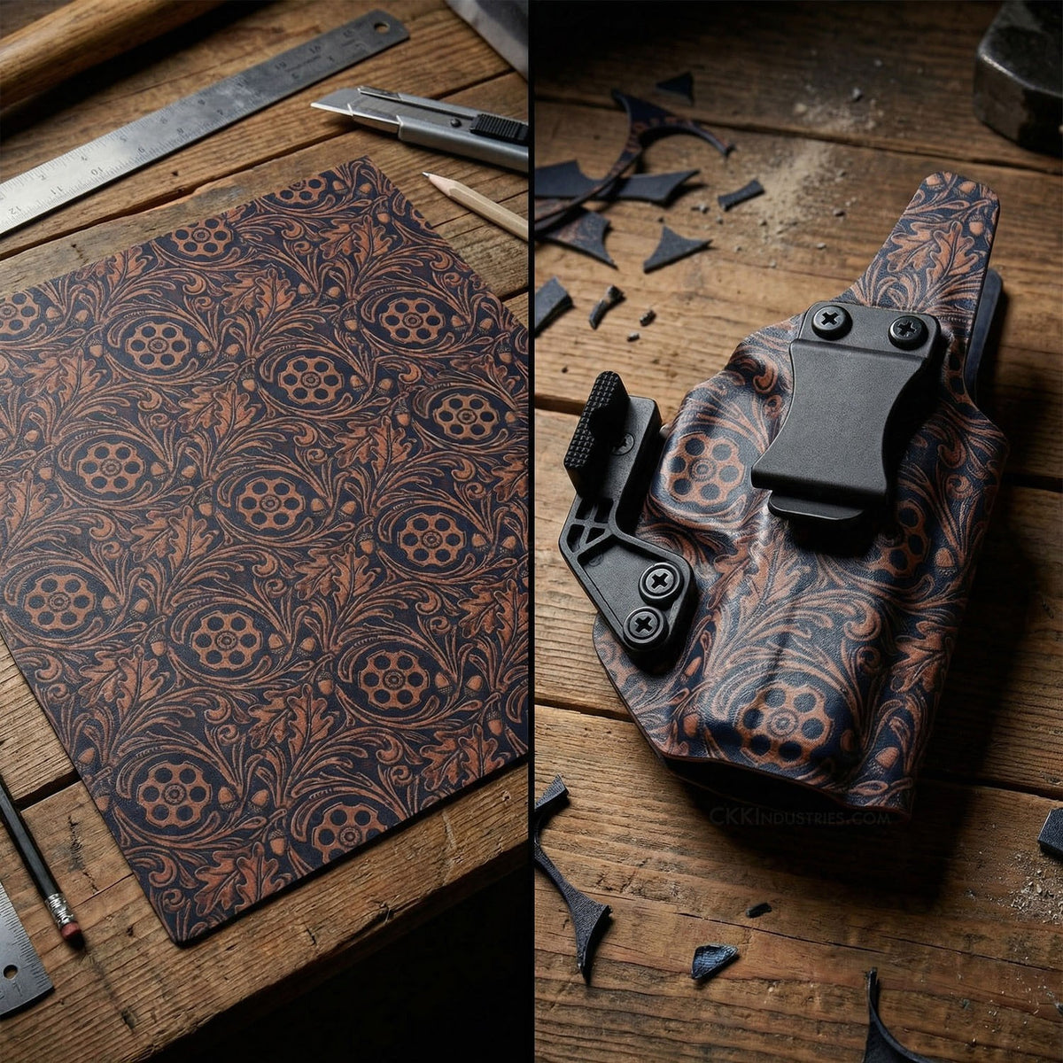 KYDEX® Leather Embossed Camo Sheet - 12x12 Inch Thermoforming Material
