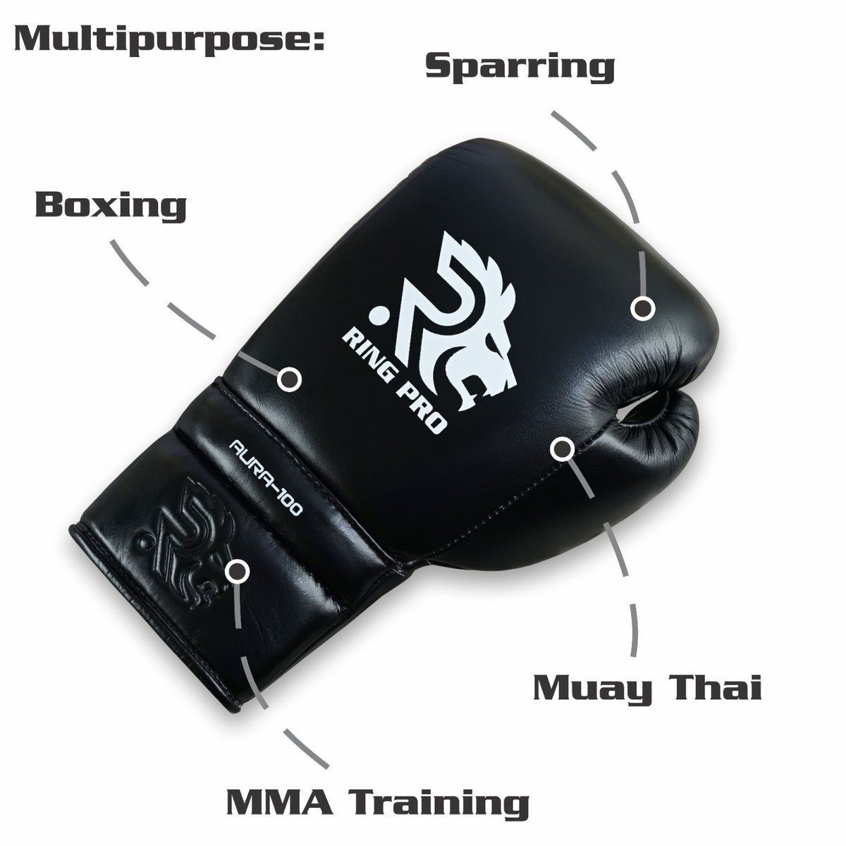 Leather Sparring Gloves 12oz 14oz 16oz Boxing MMA Kickboxing Training