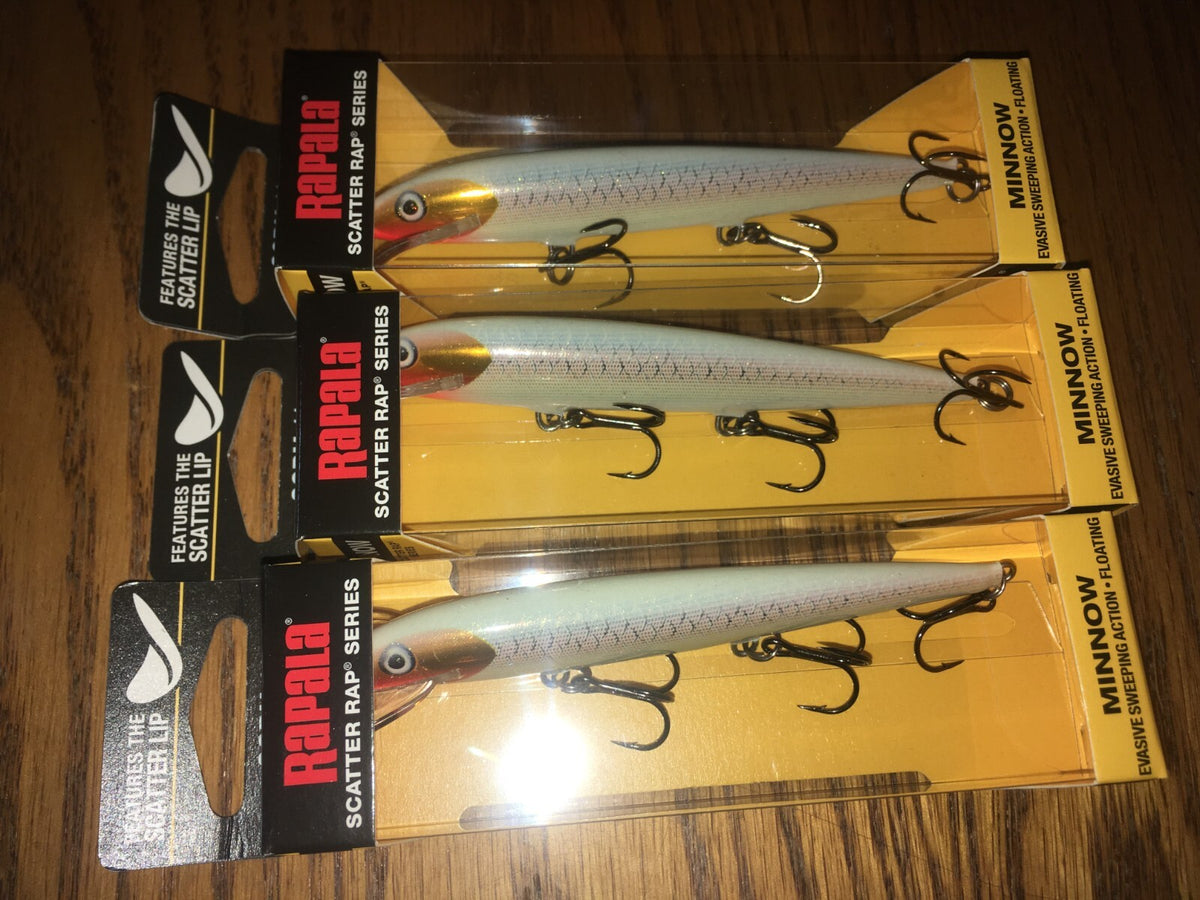 Set of 3 Skeletor-Colored Minnow Fishing Lures - Scatter Rap Minnow 11"
