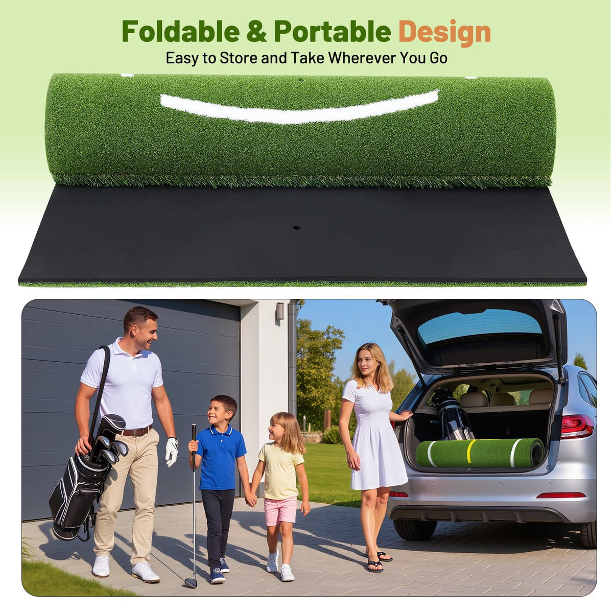 5x4ft Golf Hitting Mat with Standing Guide & Tees - Indoor & Outdoor Practice