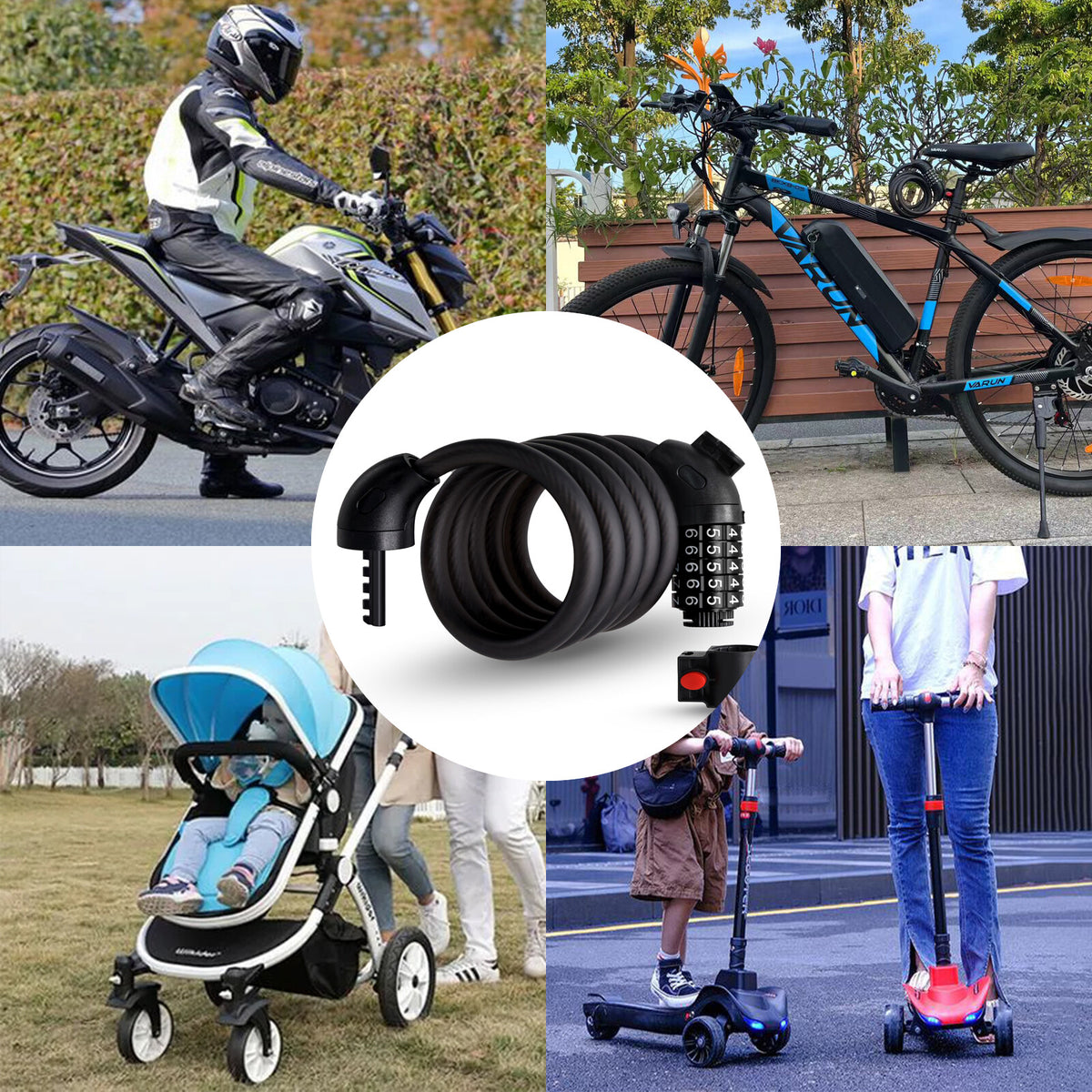 Heavy Duty Bicycle Lock with 5-Digit Combination - Waterproof Bike Cable Lock