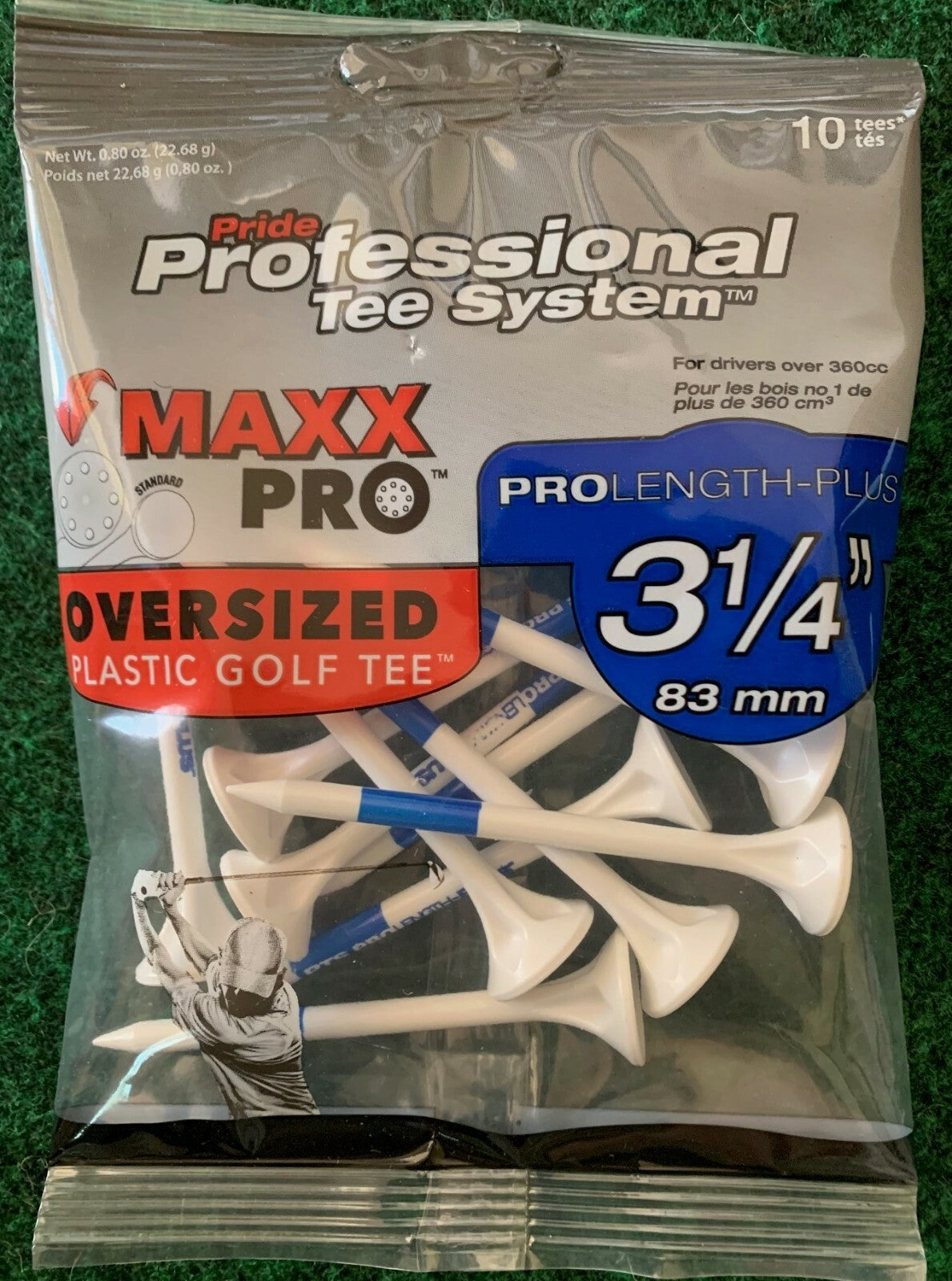 Pride Maxx Pro Golf Tees - Oversized Plastic Tee with Low Resistance Tip