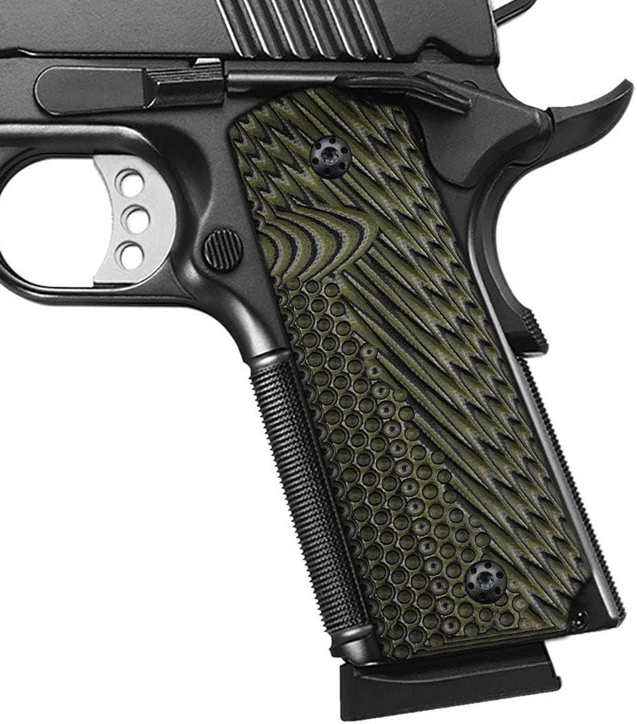1911 Full Size G10 Pistol Grips with Stainless Screws - Black, CNC Machined
