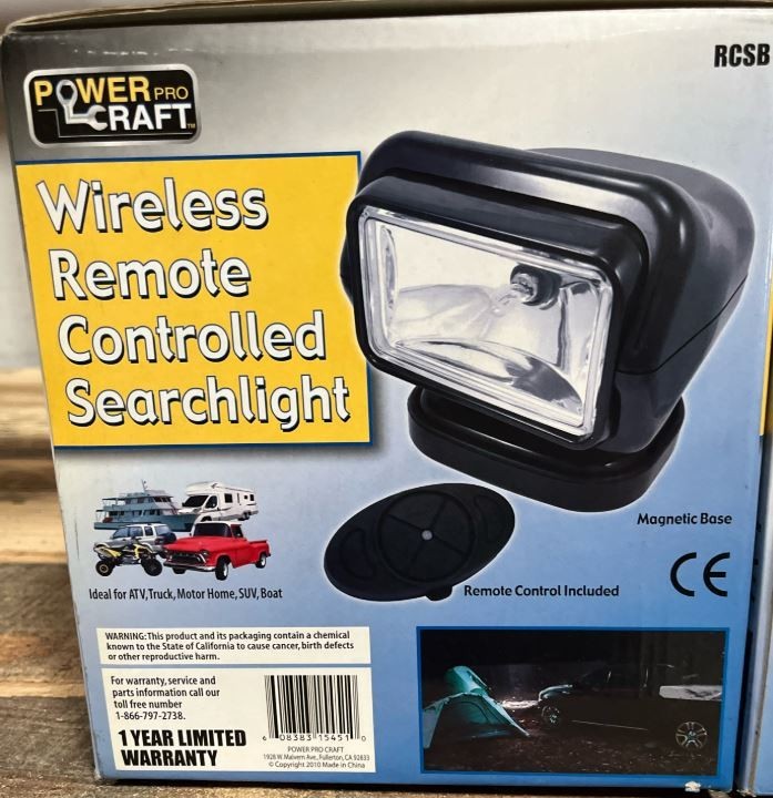 4 Million Candlepower Spotlight with Stand & Remote Control for Marine & Automotive Use